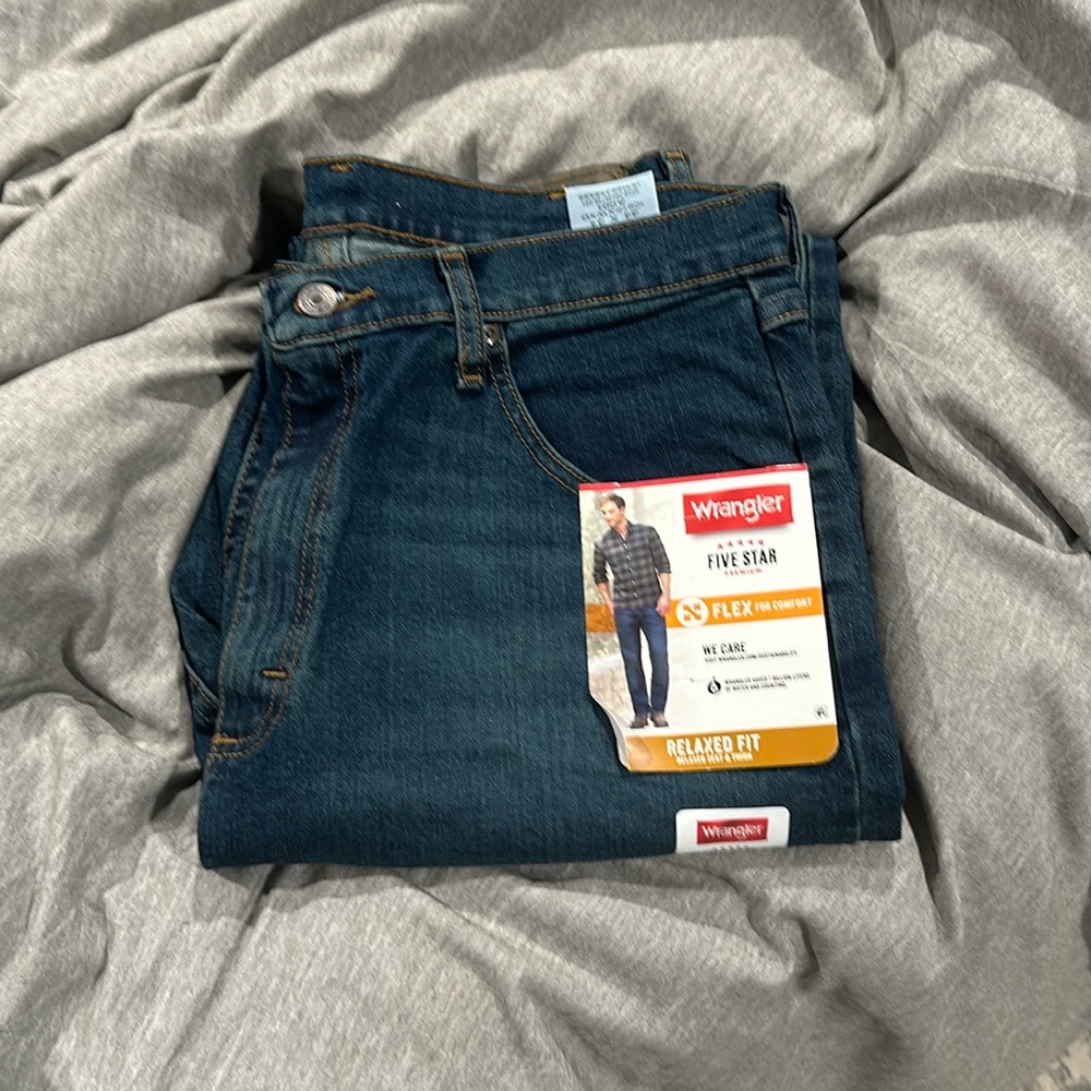 One pair of Wrangler 34x34 Relaxed Fit
